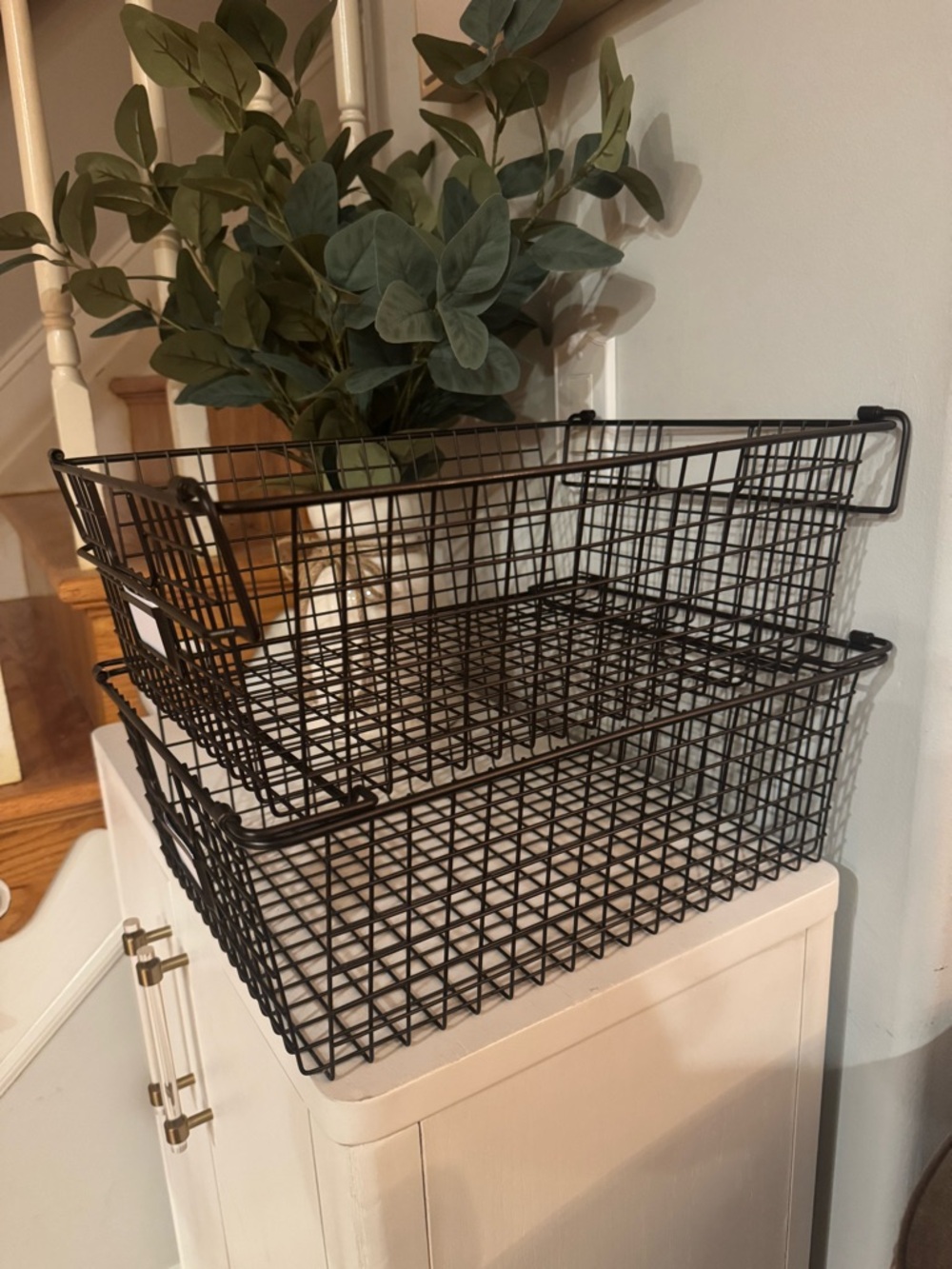 Large Stackable Wire Storage Baskets with Handles - Picture 4 of 4